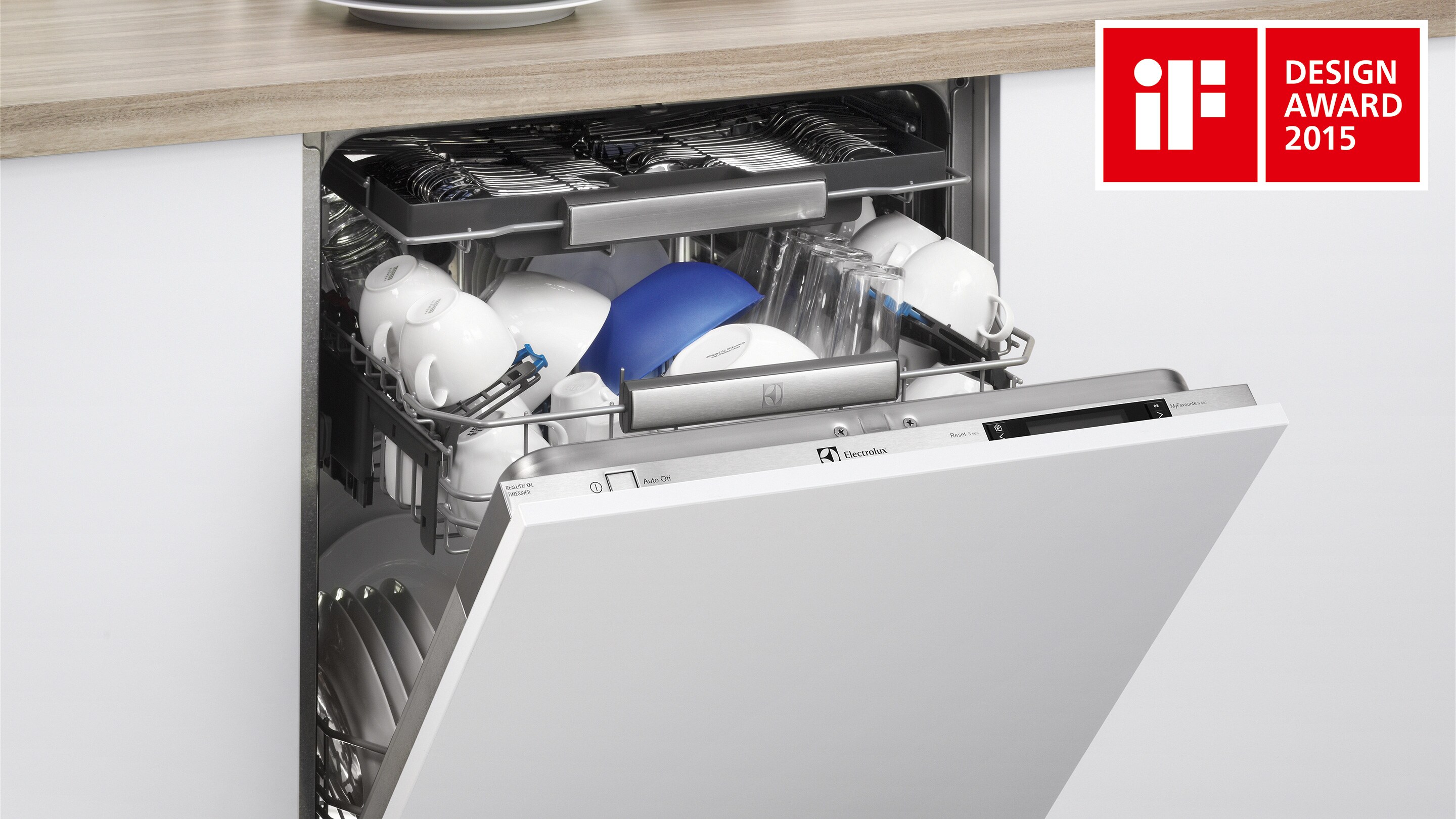 Mașina de spălat vase RealLife de la Electrolux și sigla de design iF