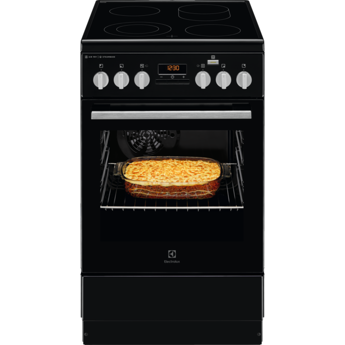 Electrolux Aragaz electric SteamBake AirFry cataliza 50 cm negru LKR564200K