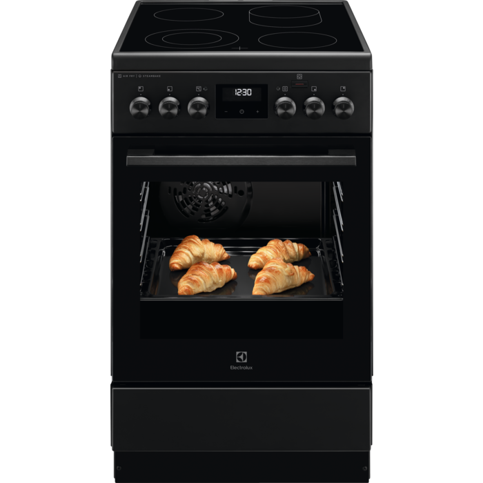 Electrolux Aragaz electric SteamBake AirFry cataliza 50 cm negru mat LKR564201K