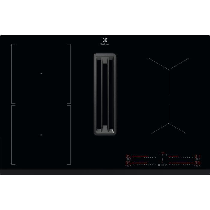 Electrolux Plită cu hotă integrată Bridge cu eXtractor KCC83443 - 80 cm negru