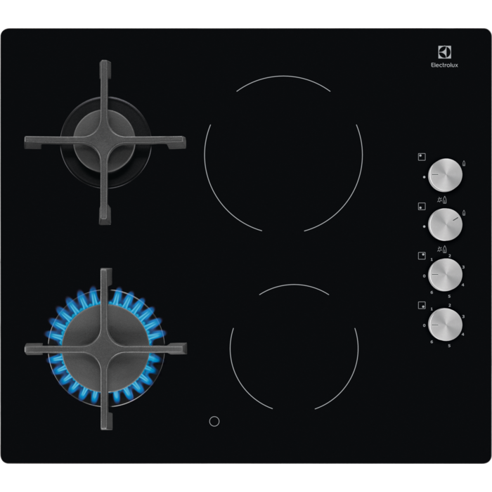 Electrolux Plită mixtă electrică/gaz pe sticlă 60 cm negru EGE6172NOK