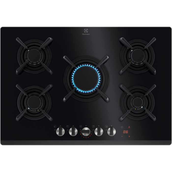 Electrolux Plită gaz pe sticlă 75 cm negru KGG753753K