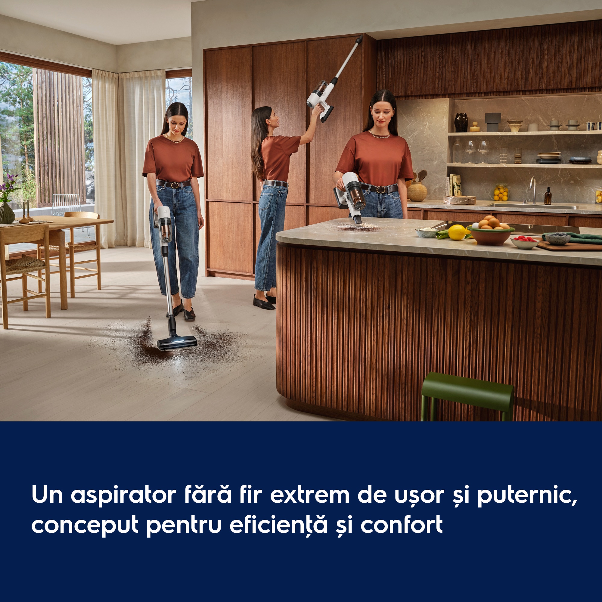 Un aspirator fără fir extrem de ușor și puternic, conceput pentru eficienţă și confort