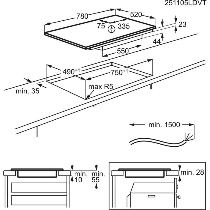 その他 P4L Ei303 Plita cu inductie SaphirMatt® SE 600 Bridge 80 cm Negru; Scratch