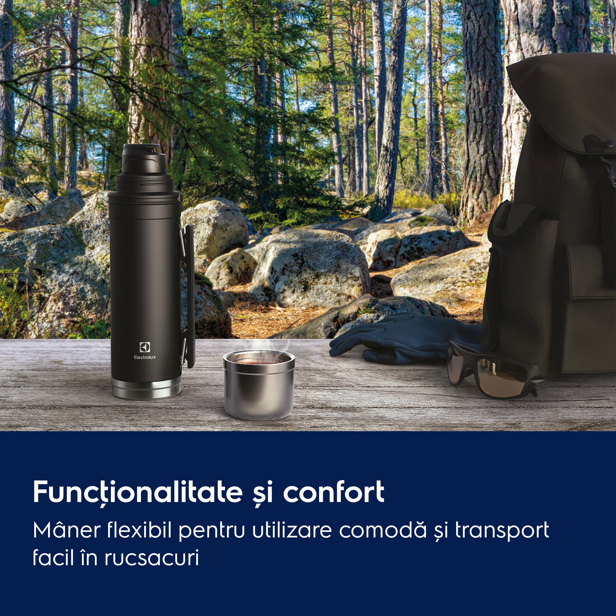 Funcţionalitate și confort Mâner flexibil pentru utilizare comodă și transport facil în rucsacuri