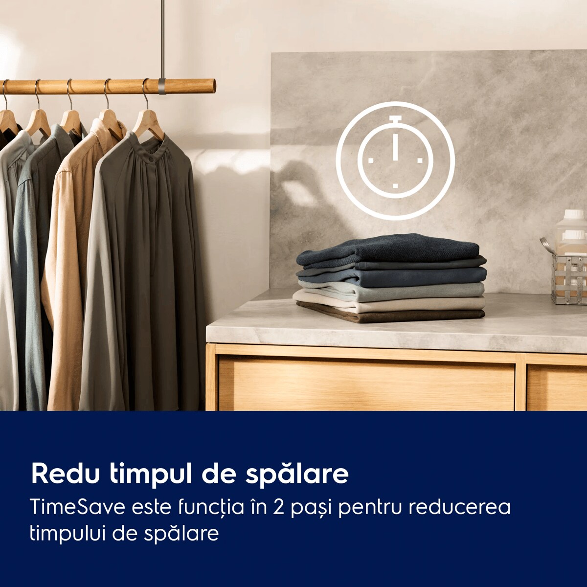 Redu timpul de spălare TimeSave este funcția în 2 pași pentru reducerea timpului de spălare