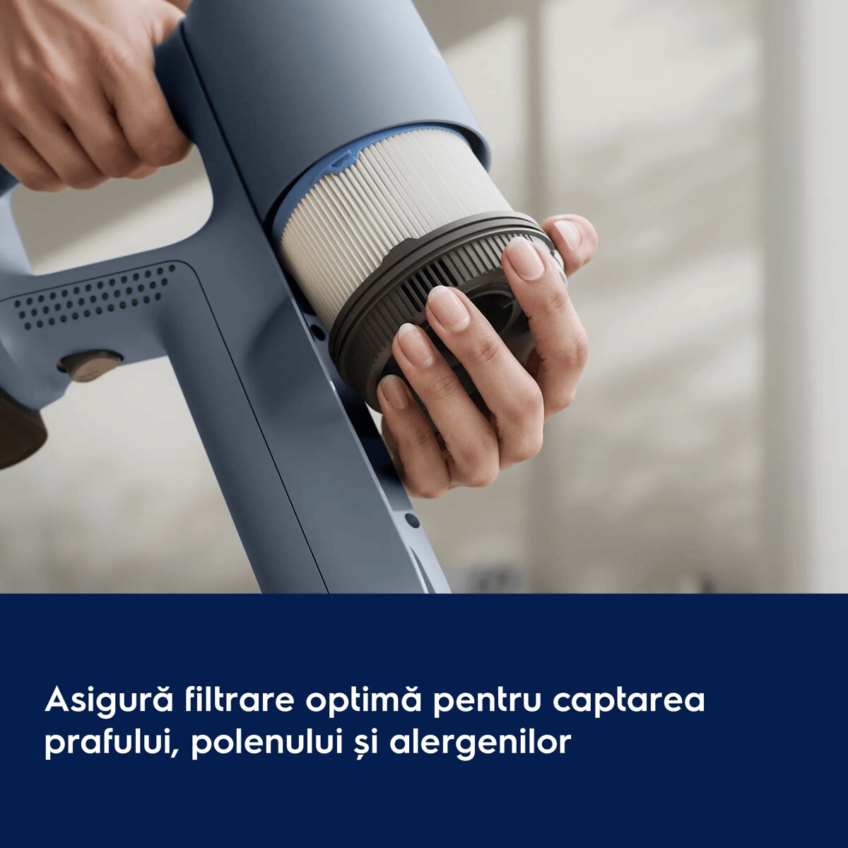 Asigură filtrare optimă pentru captarea prafului, polenului și alergenilor