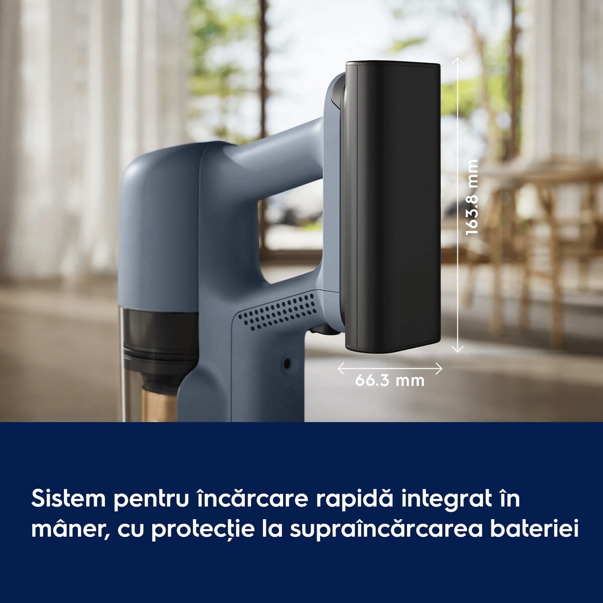 Sistem pentru încărcare rapidă integrat în mâner, cu protecţie la supraîncărcarea bateriei