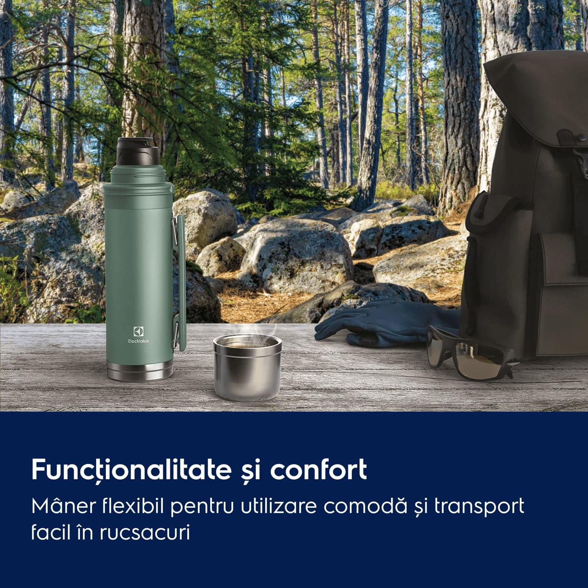 Funcţionalitate și confort Mâner flexibil pentru utilizare comodă și transport facil în rucsacuri