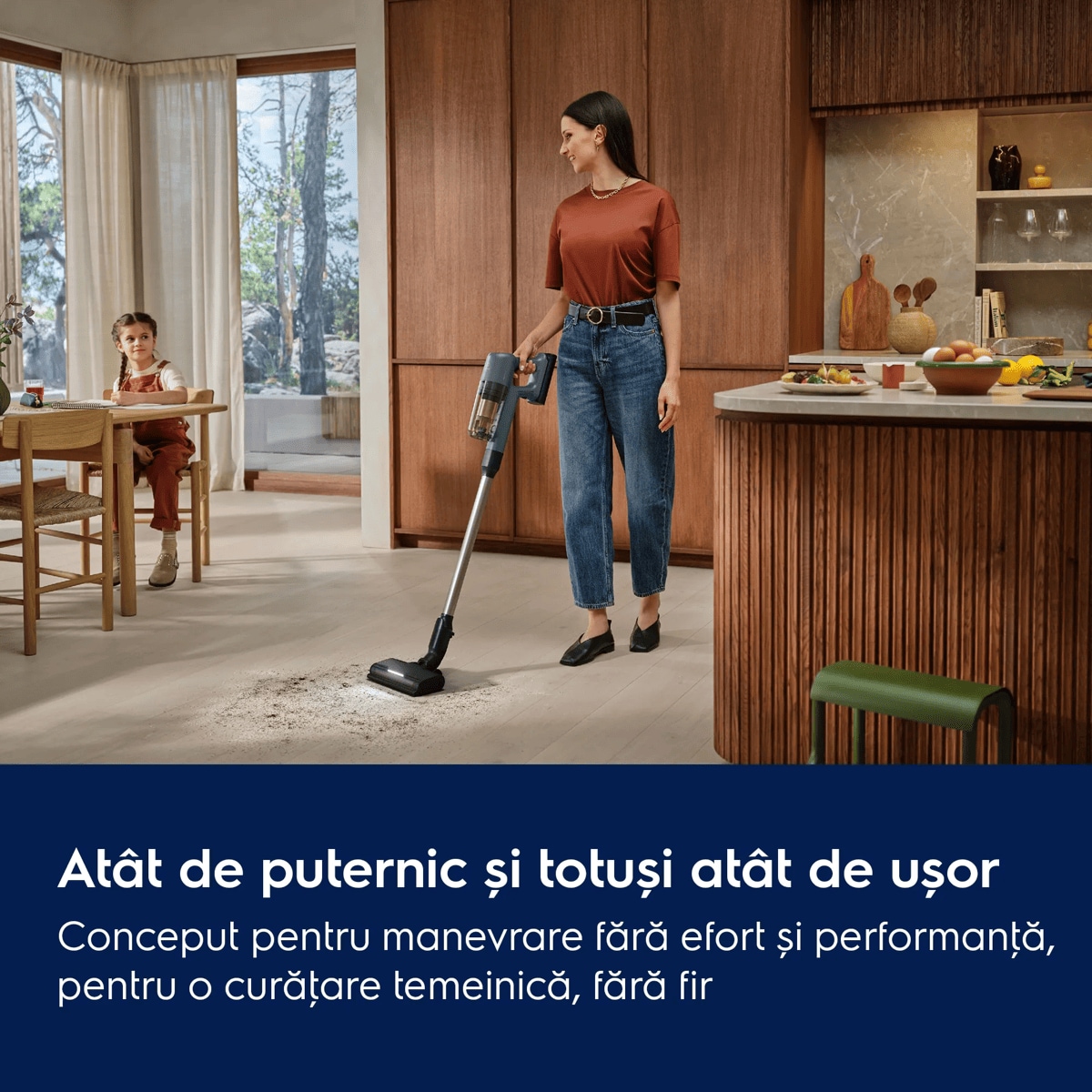 Atât de puternic și totuși atât de ușor Conceput pentru manevrare fără efort și performanţă, pentru o curăţare temeinică, fără fir