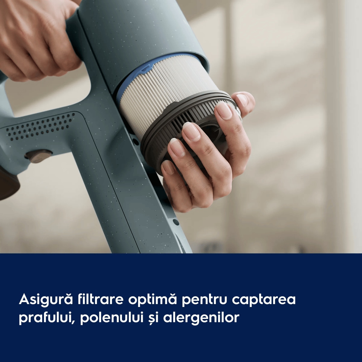 Asigură filtrare optimă pentru captarea prafului, polenului și alergenilor