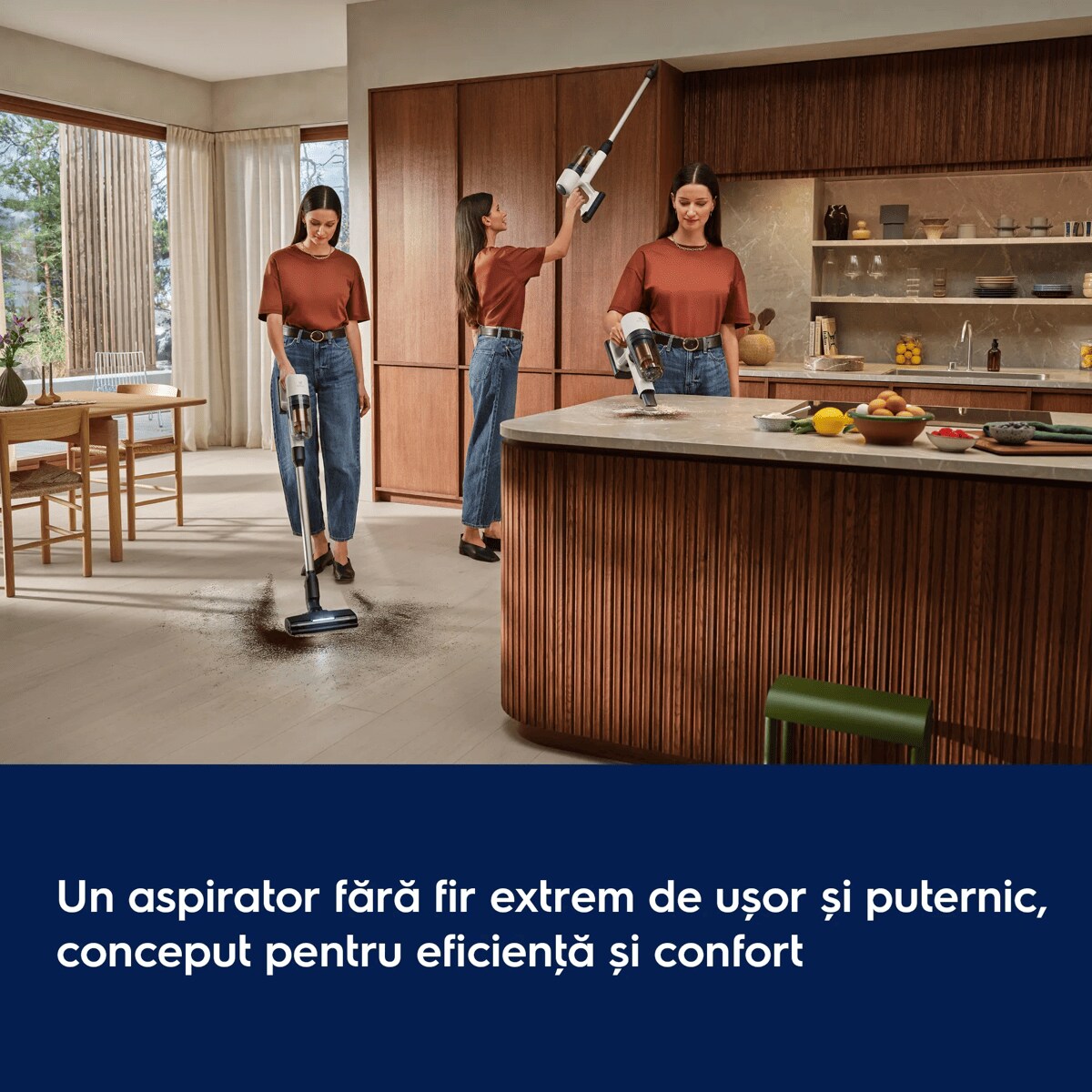 Un aspirator fără fir extrem de ușor și puternic, conceput pentru eficienţă și confort