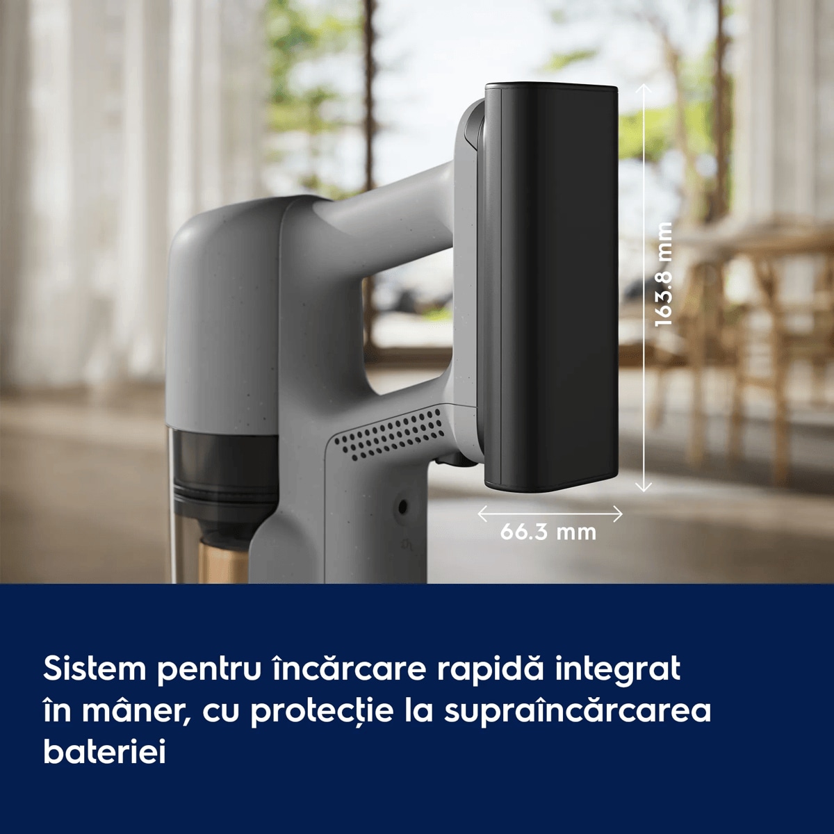 Sistem pentru încărcare rapidă integrat în mâner, cu protecţie la supraîncărcarea bateriei