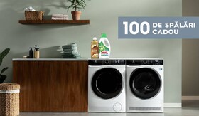 masina de spalat si uscator electrolux cu detergent ariel si balsam lenor