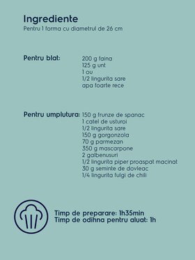 ingrediente tarta cu spanac si gorgonzola
